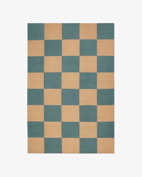 Colourblock Azure Coral luxury rug design
