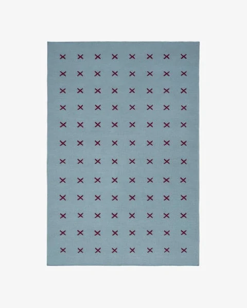 Crossline Azure Claret luxury rug design