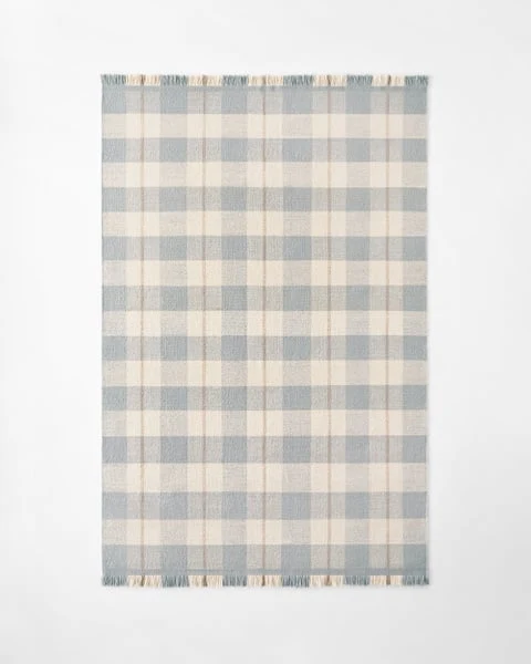 Windowpane Azure Ivory luxury rug design