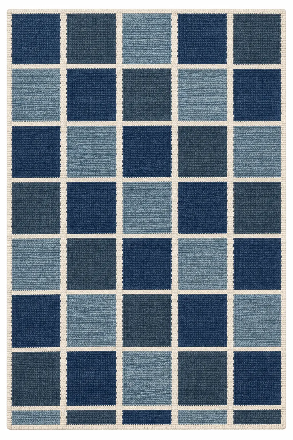 Tile Grid Indigo luxury rug design