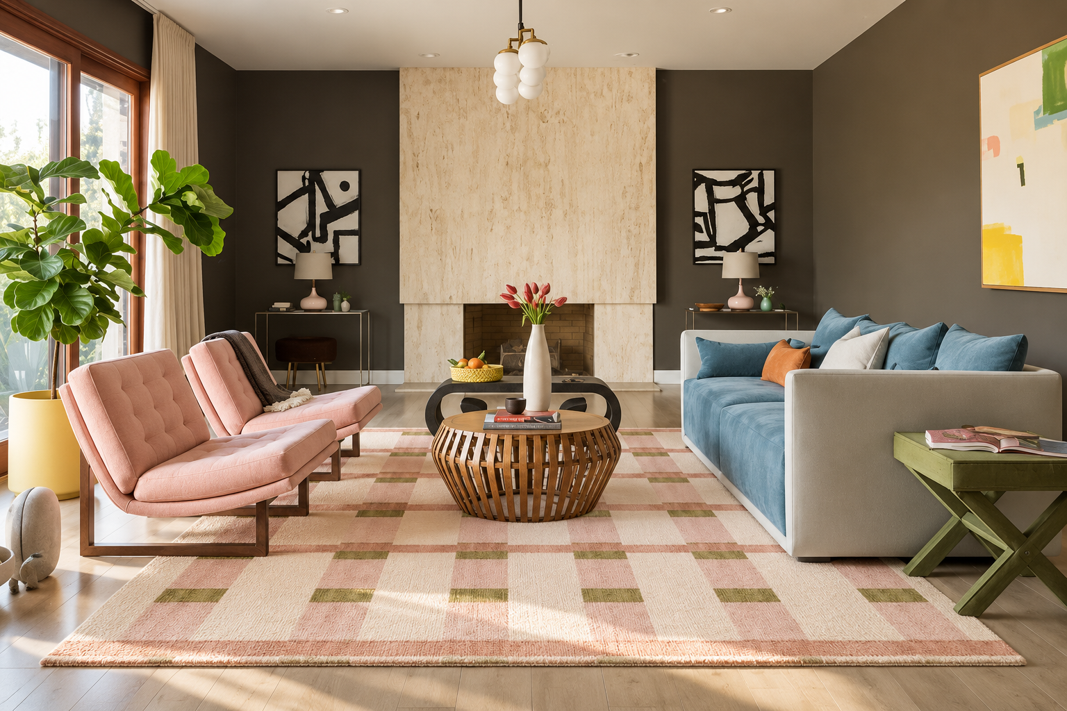 Handmade rug styled in a home