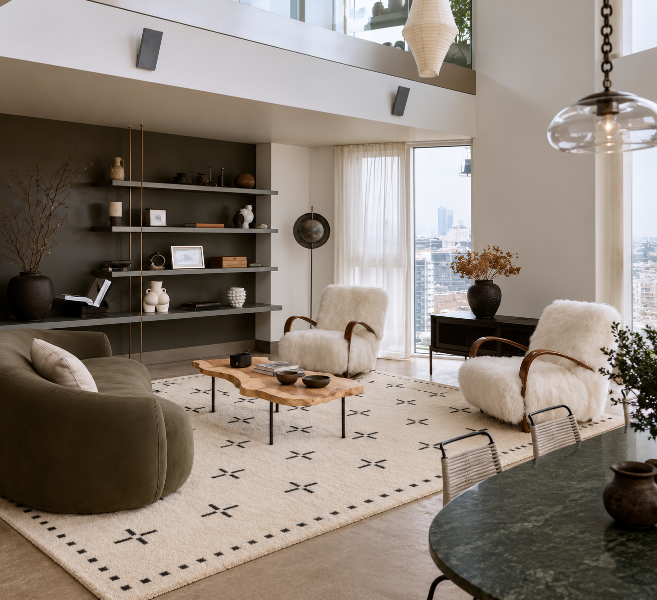 Handmade rug styled in a home
