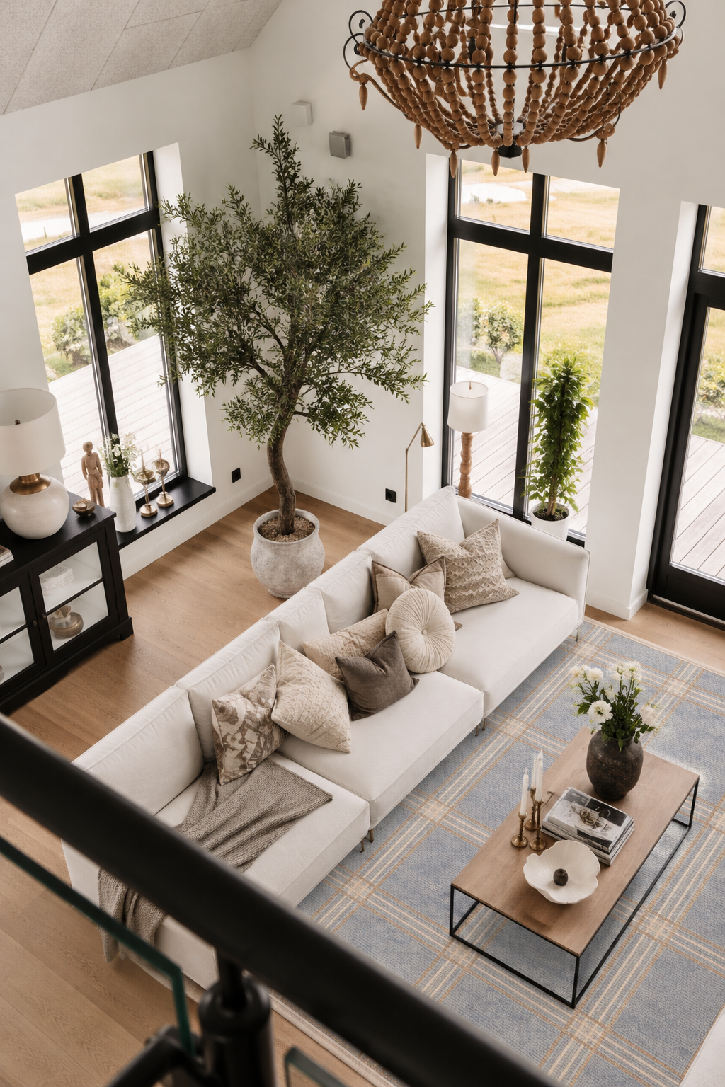Flatweave rugs styled in a room