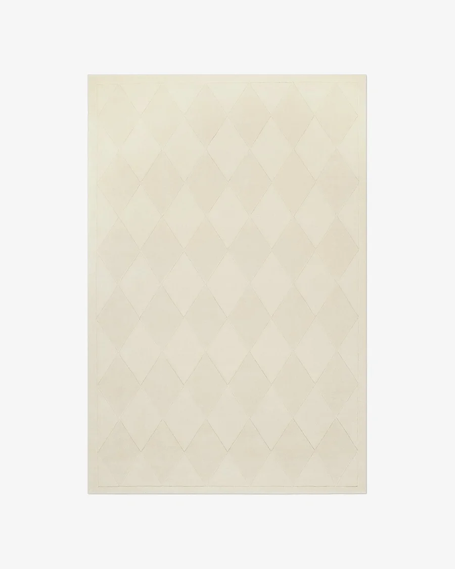 Facet Ivory wool rug