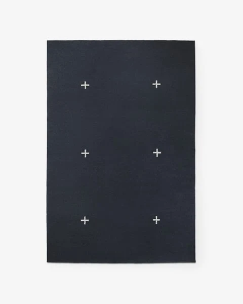 Offset Cross Ink Ivory luxury rug design