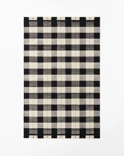 Windowpane Ink Ivory luxury rug design