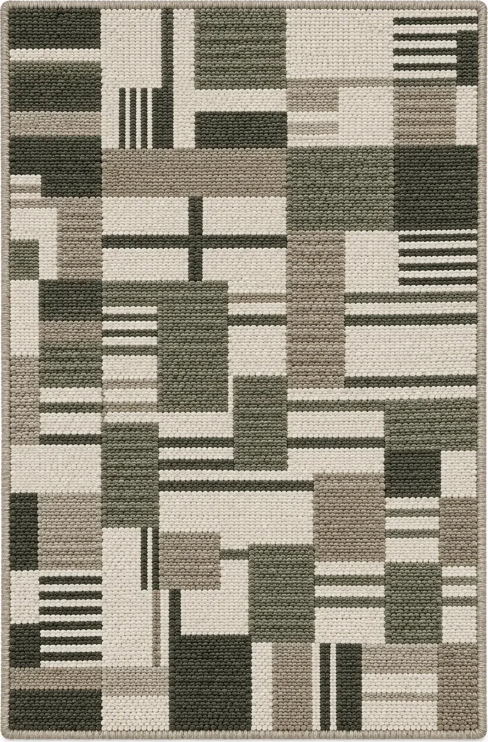 Grid Relief Sage luxury rug design