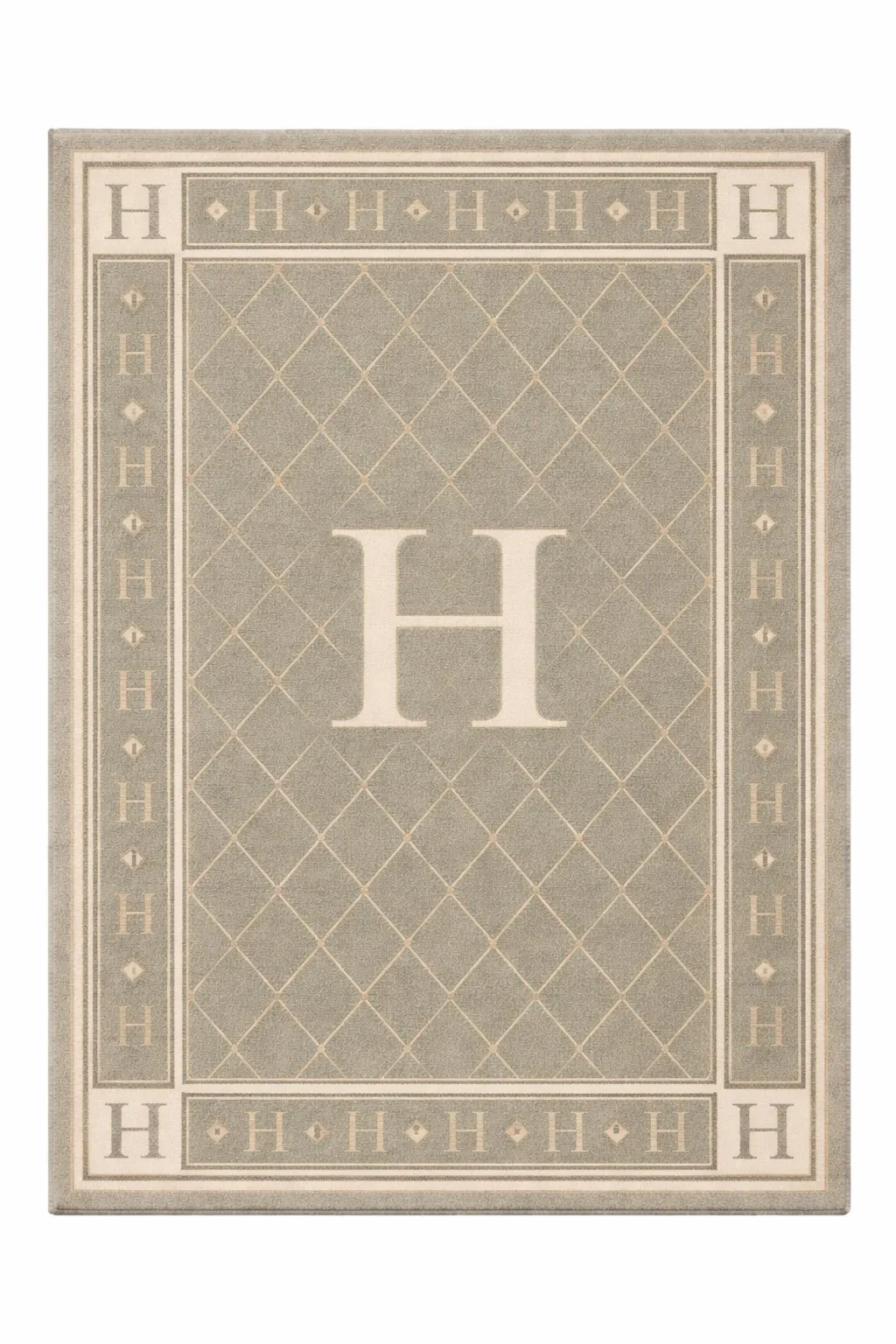 Monogram Crest Sage luxury rug design